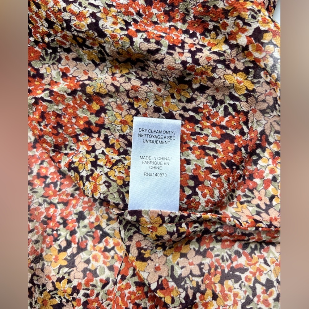 LoveShackFancy Silk Ruffle Floral Print Blouse top large - Picture 8 of 11